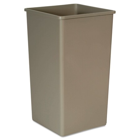Rubbermaid Commercial 50 gal Square Trash Can, Beige, Open Top, Plastic FG395900BEIG